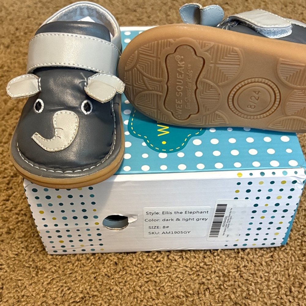 Ellis the Elephant Baby Shoes - Dark Gray & Light Gray